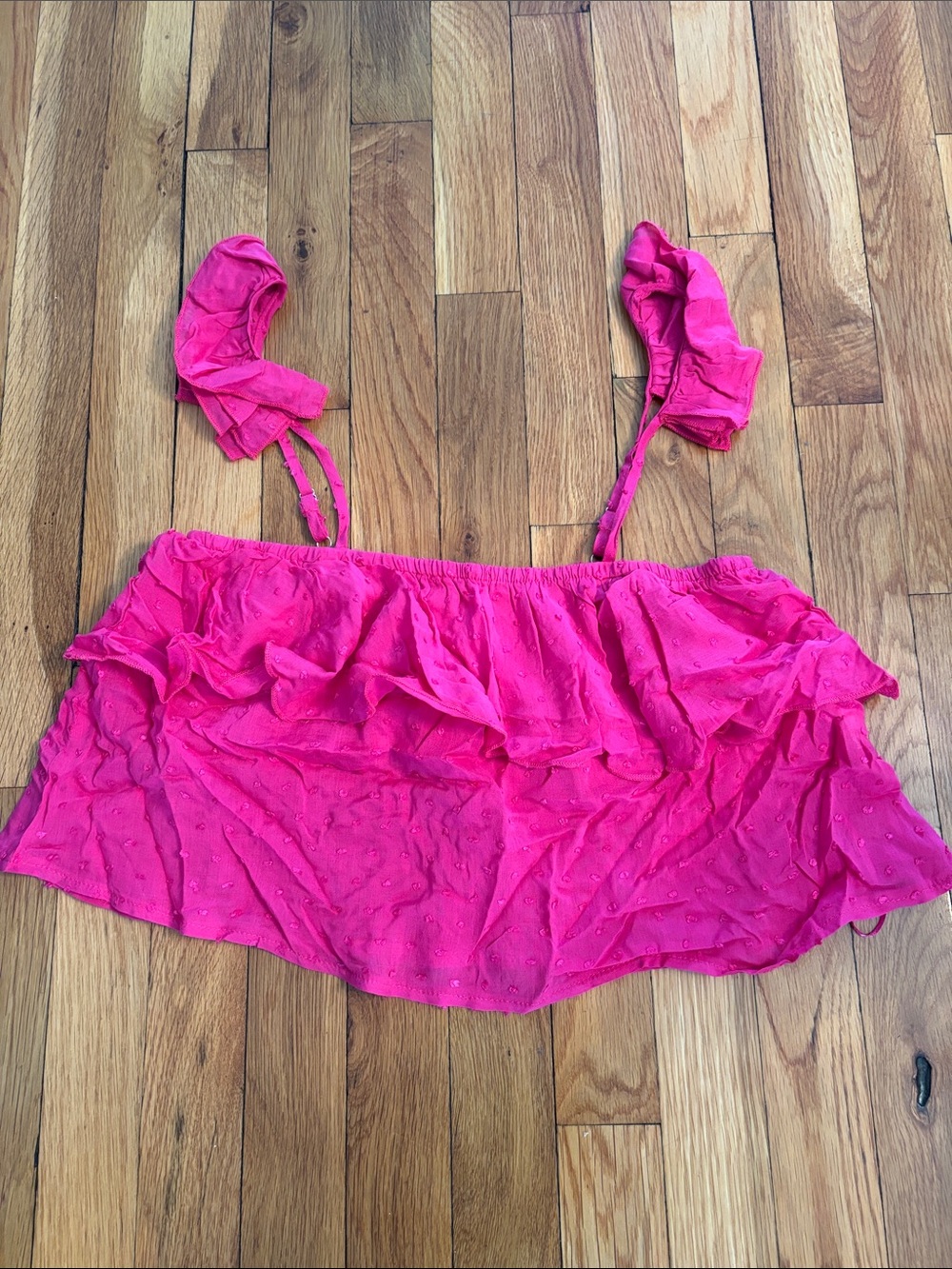 Showpo Hot Pink Ruffle Crop Top (2)